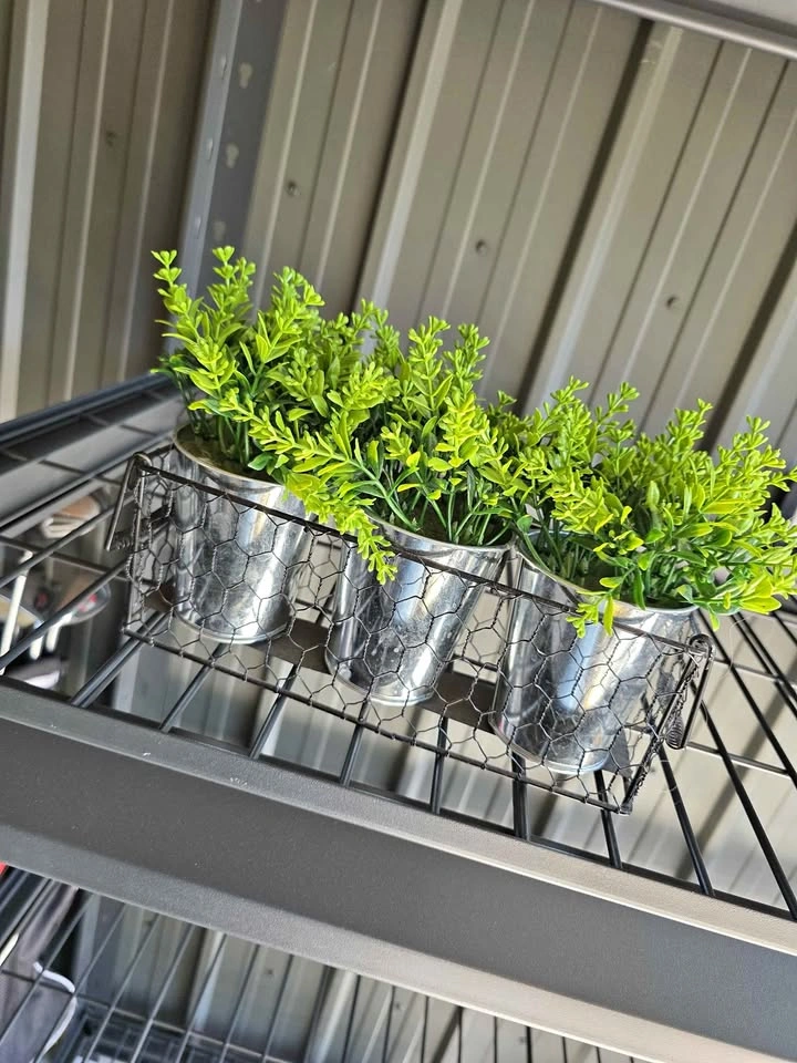 Artificial Potted Plants in Wire Basket