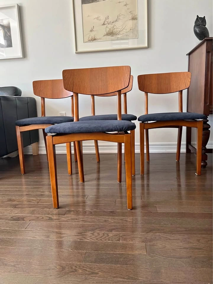 4 Mid-Century Modern Teak Dining Chairs