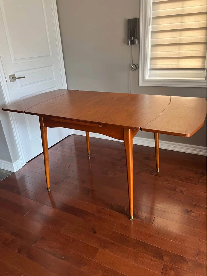 Compact teak extendable kitchen table - photo 2