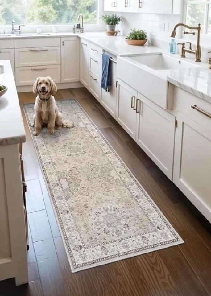 Neutral Distressed Traditional Runner Rug 2x6 - photo 2