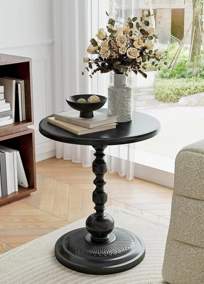 New Black Round Side Table 15.75" x 20.87"
