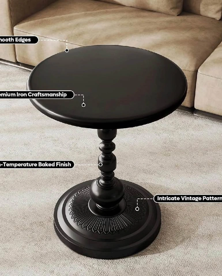 New Black Round Side Table 15.75" x 20.87" - photo 3