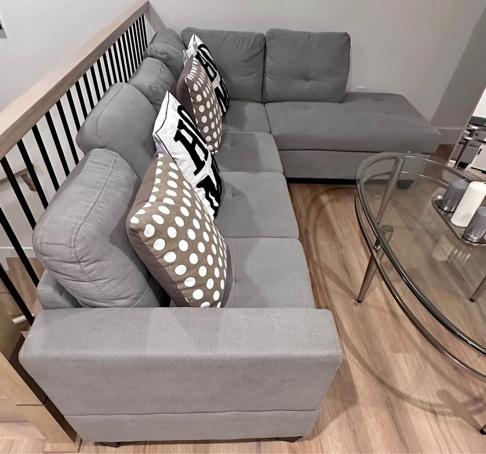 Grey Sectional Sofa w/ Chaise, Ottoman