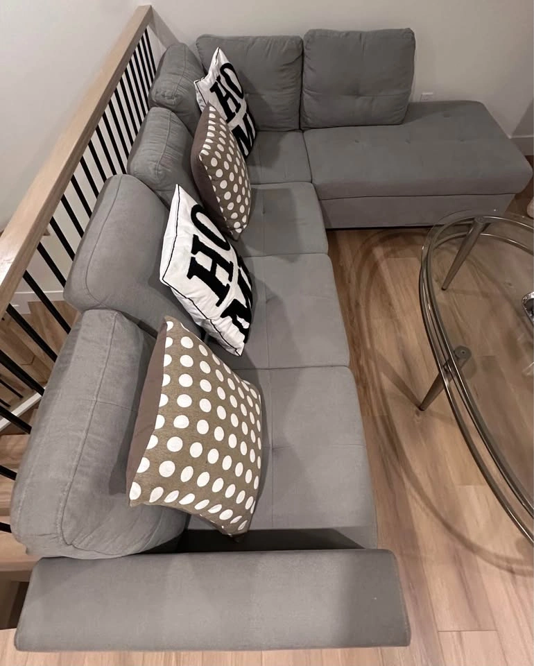 Grey Sectional Sofa w/ Chaise, Ottoman - photo 2