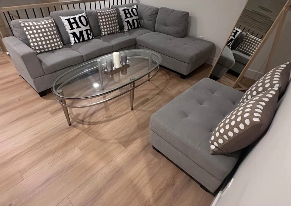 Grey Sectional Sofa w/ Chaise, Ottoman - photo 3