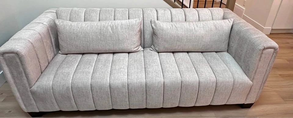 Light Beige Channel Tufted Loveseat Sofa