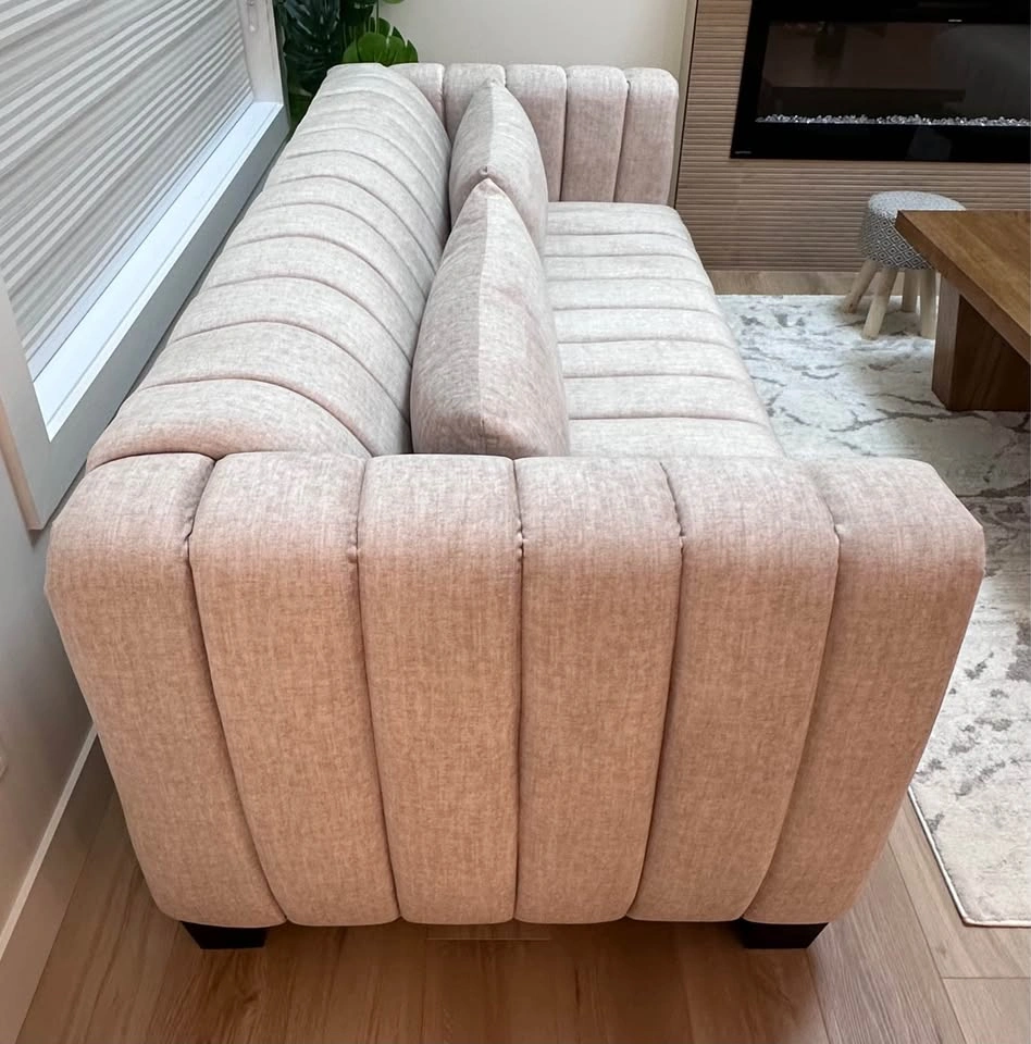 Light Beige Channel Tufted Loveseat Sofa - photo 4