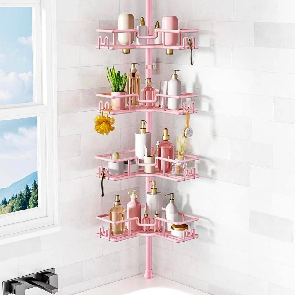 Pink Corner Shower Caddy Tension Pole
