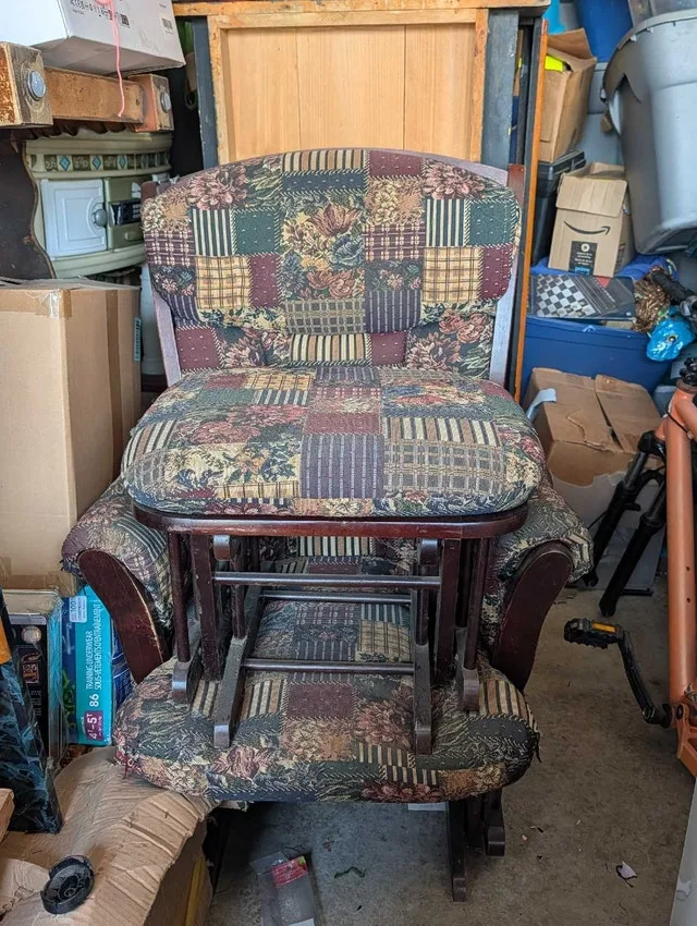 Comfy Glider Rocker with Ottoman - Patchwork Design