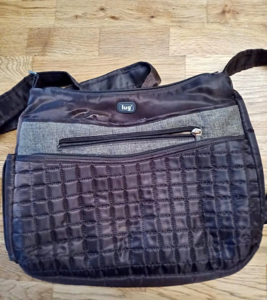Dark brown lug crossbody purse