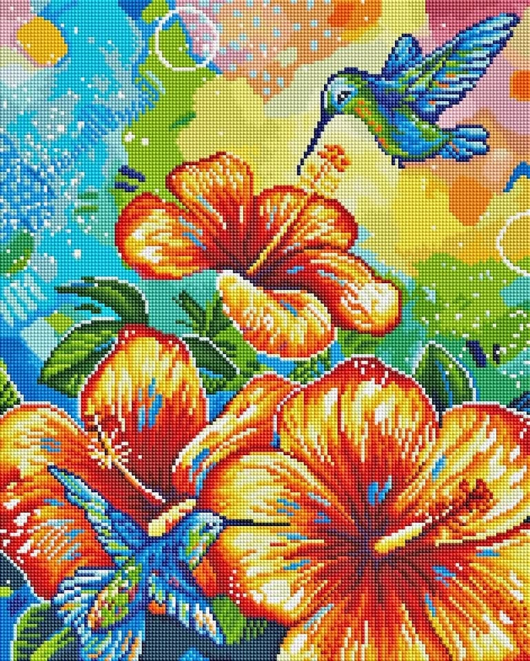Hibiscus and Hummingbird diamond painting by Dreamer Design