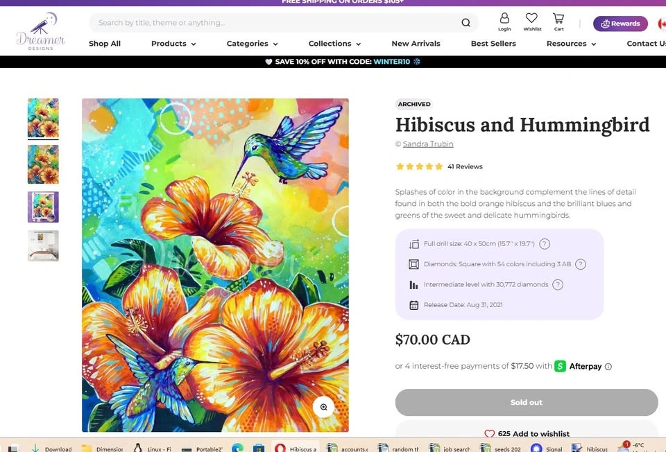 Hibiscus and Hummingbird diamond painting by Dreamer Design - photo 2
