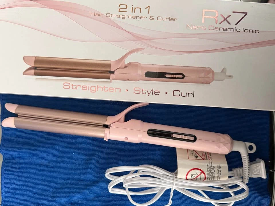 RX7 Pink 2 in 1 Hair Straightener Curler Nano Ceramic Ionic - photo 2