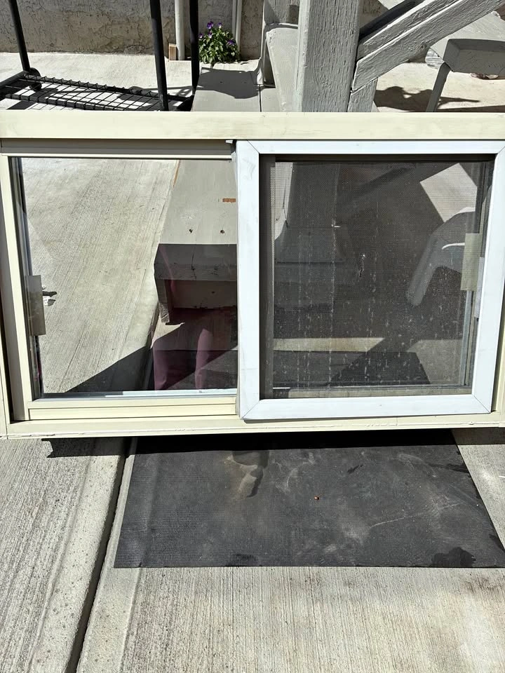 Double-hung window white frame