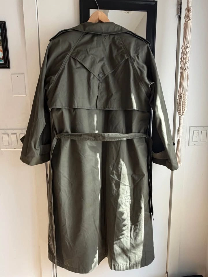 Vintage Olive Green Double Breasted Trench Coat - Size 14 - photo 4