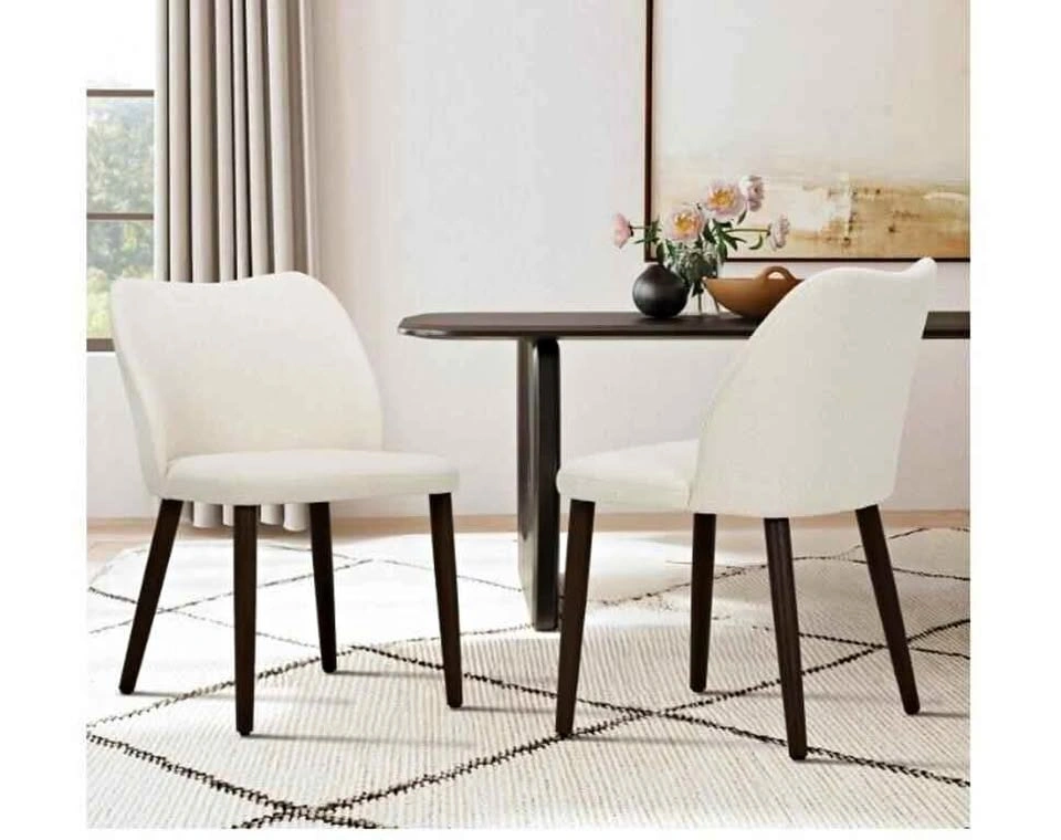 NEW Modern Beige Upholstered Dining Chairs (Set of 2)