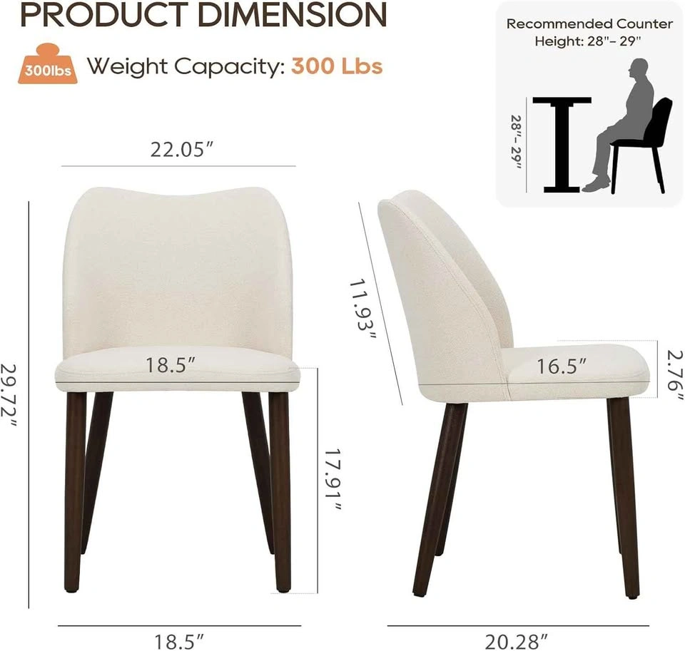 NEW Modern Beige Upholstered Dining Chairs (Set of 2) - photo 2