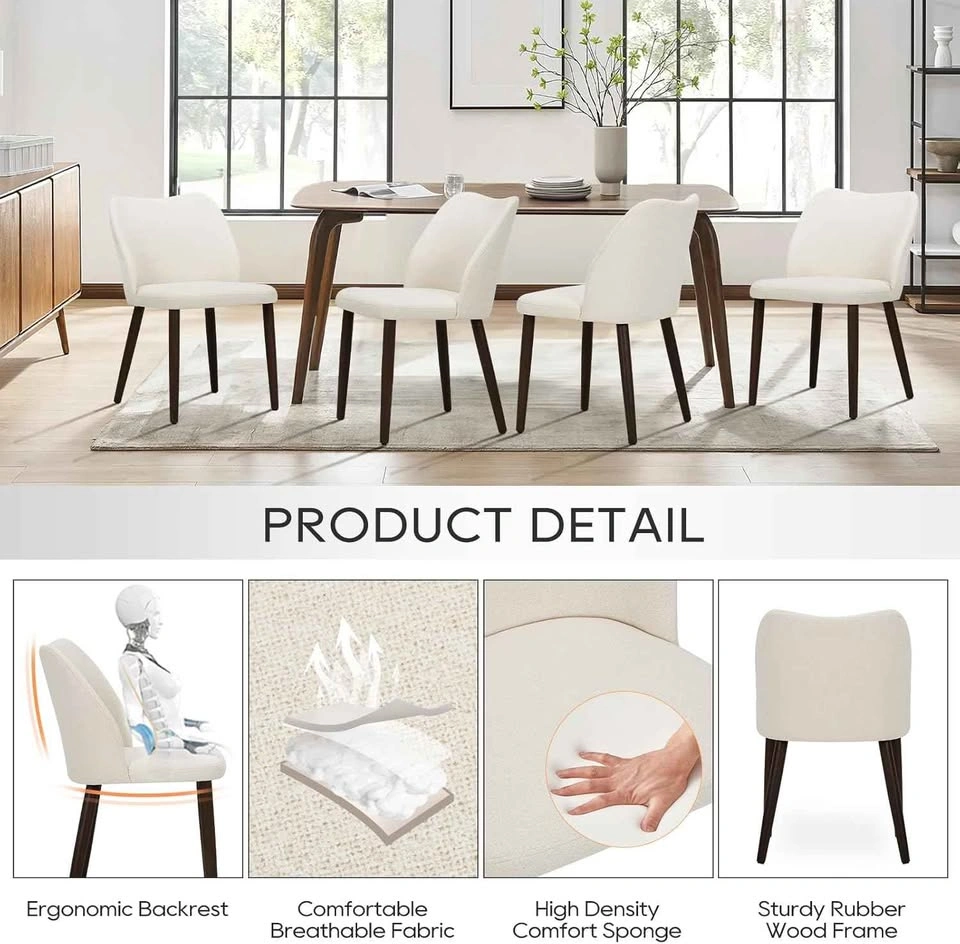 NEW Modern Beige Upholstered Dining Chairs (Set of 2) - photo 3