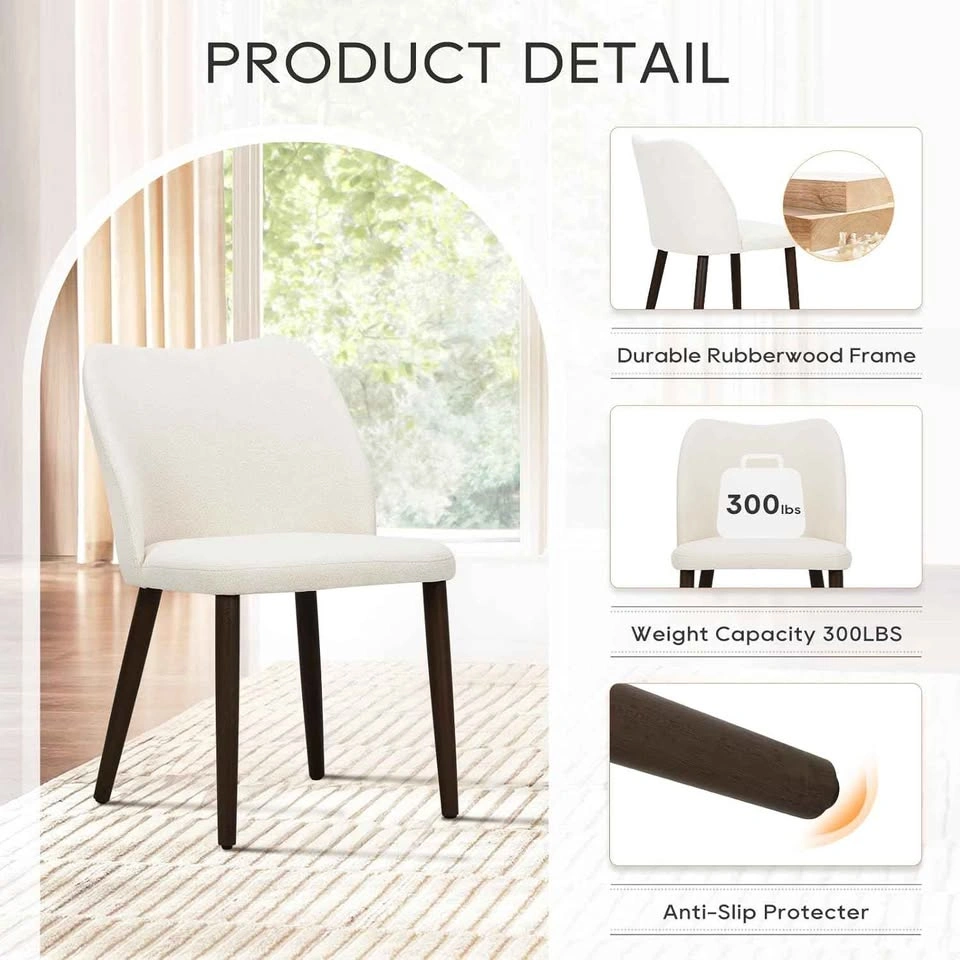 NEW Modern Beige Upholstered Dining Chairs (Set of 2) - photo 4