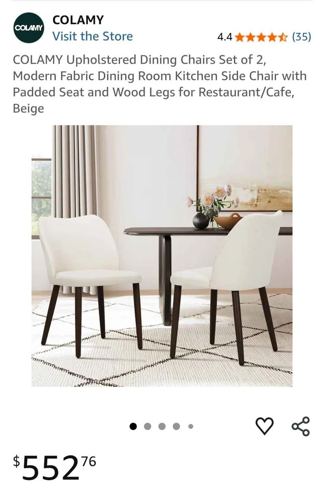 NEW Modern Beige Upholstered Dining Chairs (Set of 2) - photo 5