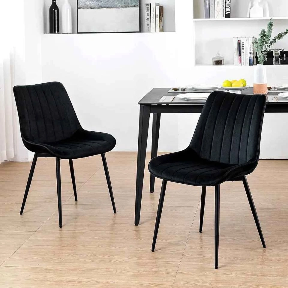 NEW Black Velvet Dining Chairs - Set of 2