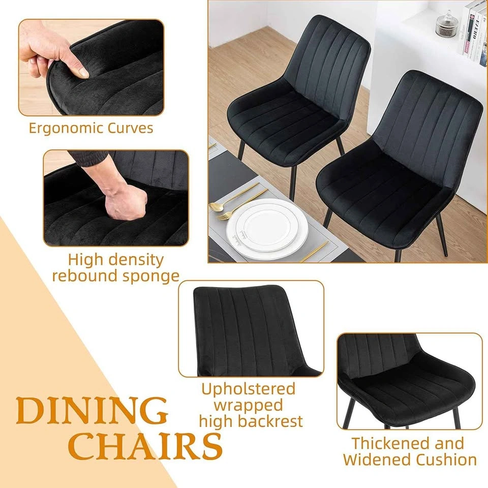 NEW Black Velvet Dining Chairs - Set of 2 - photo 2