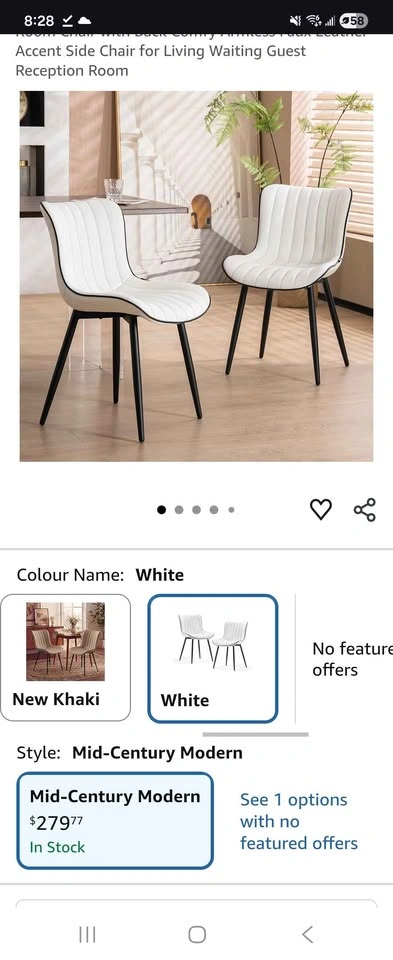 Mid-Century Modern White Chairs (Set of 2) - photo 2