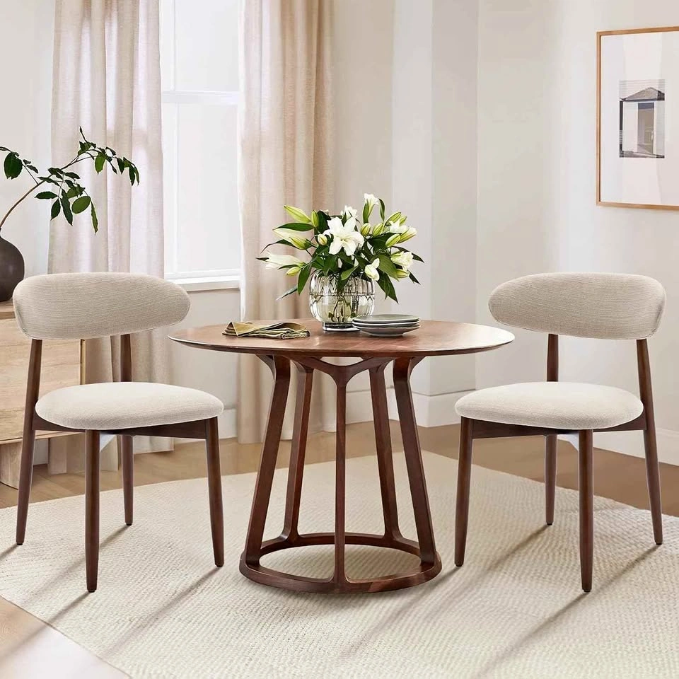NEW Modern Upholstered Wooden Dining Chairs (Set of 2)