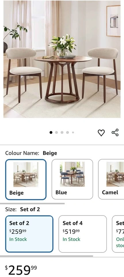 NEW Modern Upholstered Wooden Dining Chairs (Set of 2) - photo 3