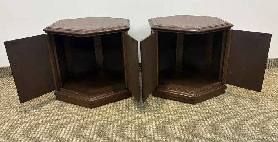 Antique Wood End Tables w/ Storage - photo 5