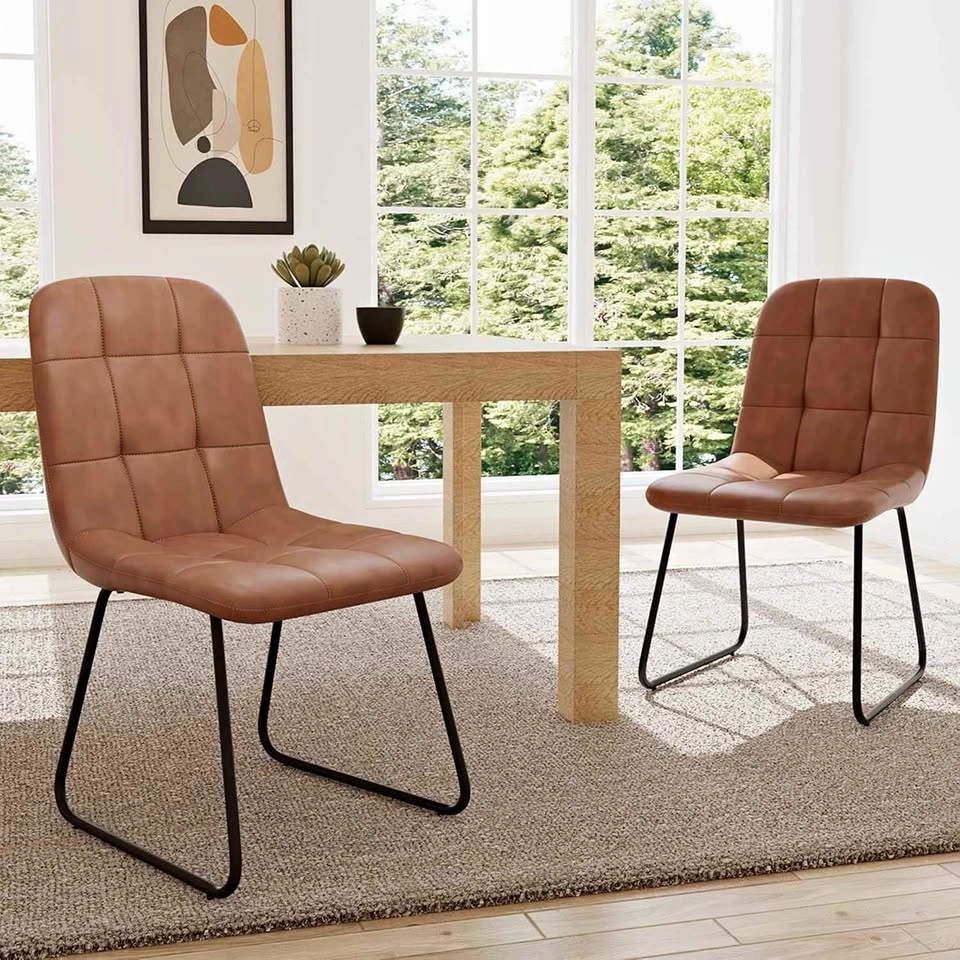 NEW Modern Leather Dining Chair Set of 2