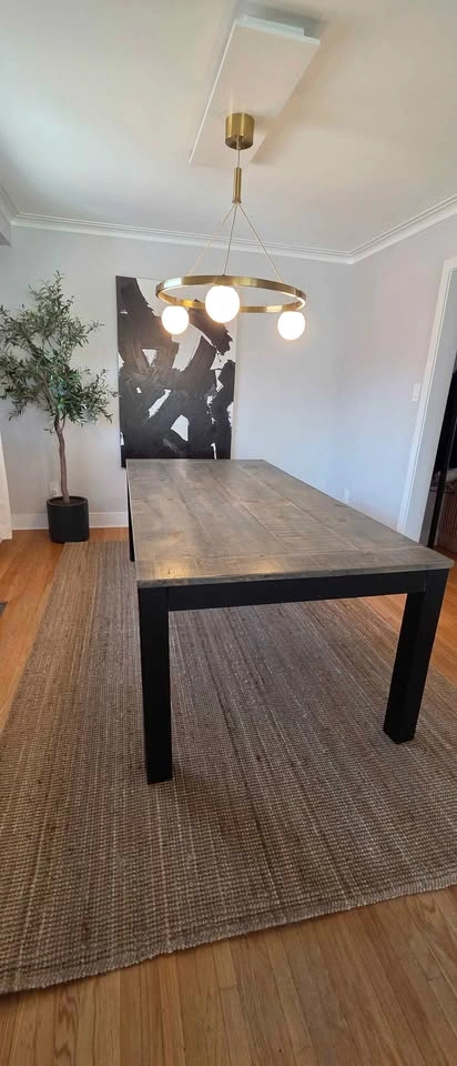 7'x3.5' Barnboard Wood Dining Table with Black Legs - photo 2