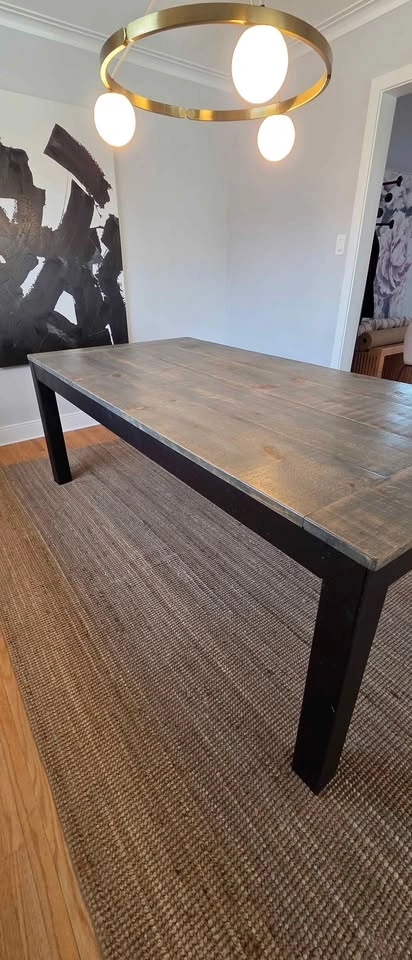 7'x3.5' Barnboard Wood Dining Table with Black Legs - photo 4