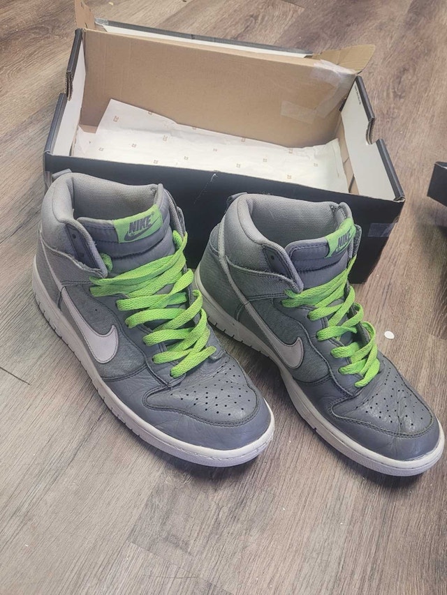 Nike Dunk High Shoes - Grey/Green - Size 7