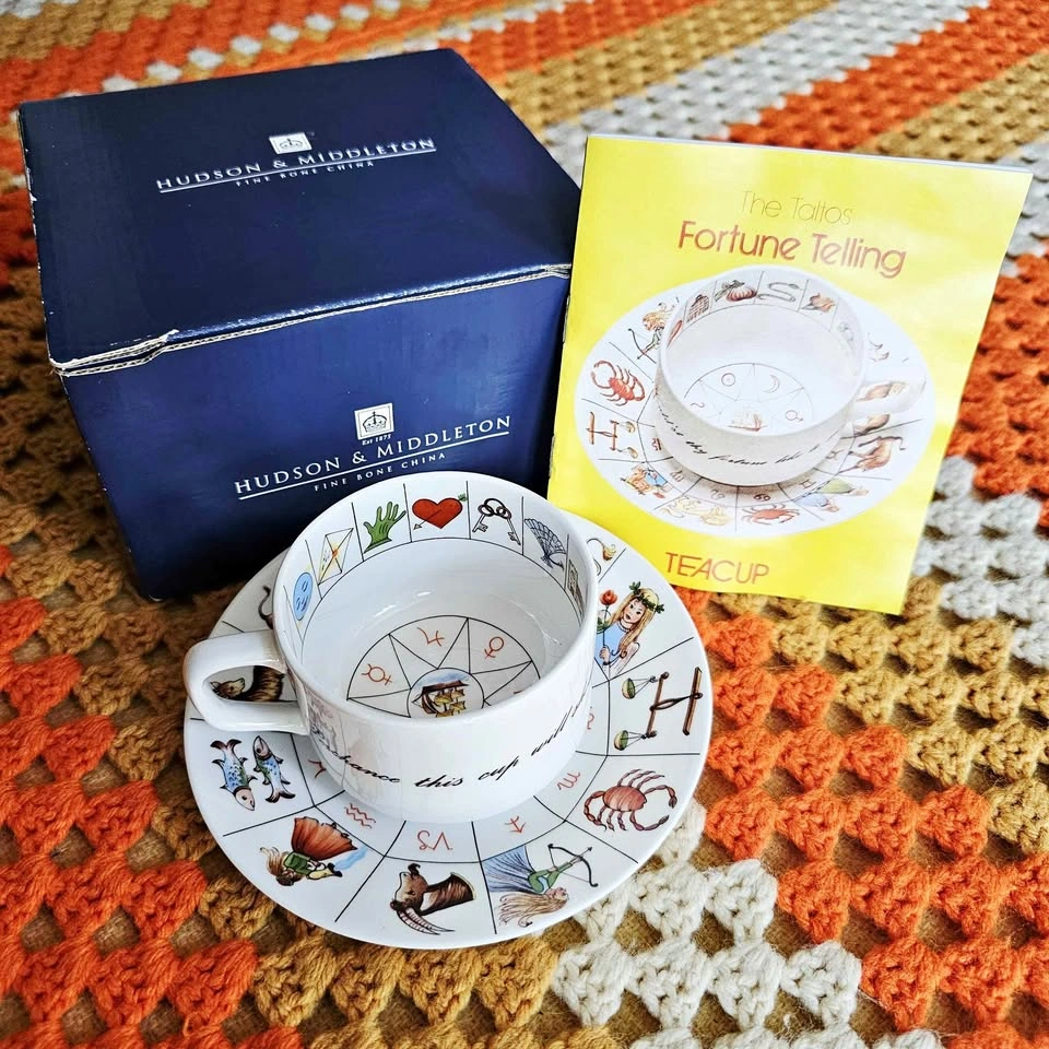 Vintage Witchy Fortune Teller Teacup Saucer W/ Book Bone China A