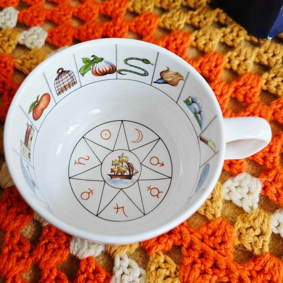 Vintage Witchy Fortune Teller Teacup Saucer W/ Book Bone China A - photo 3