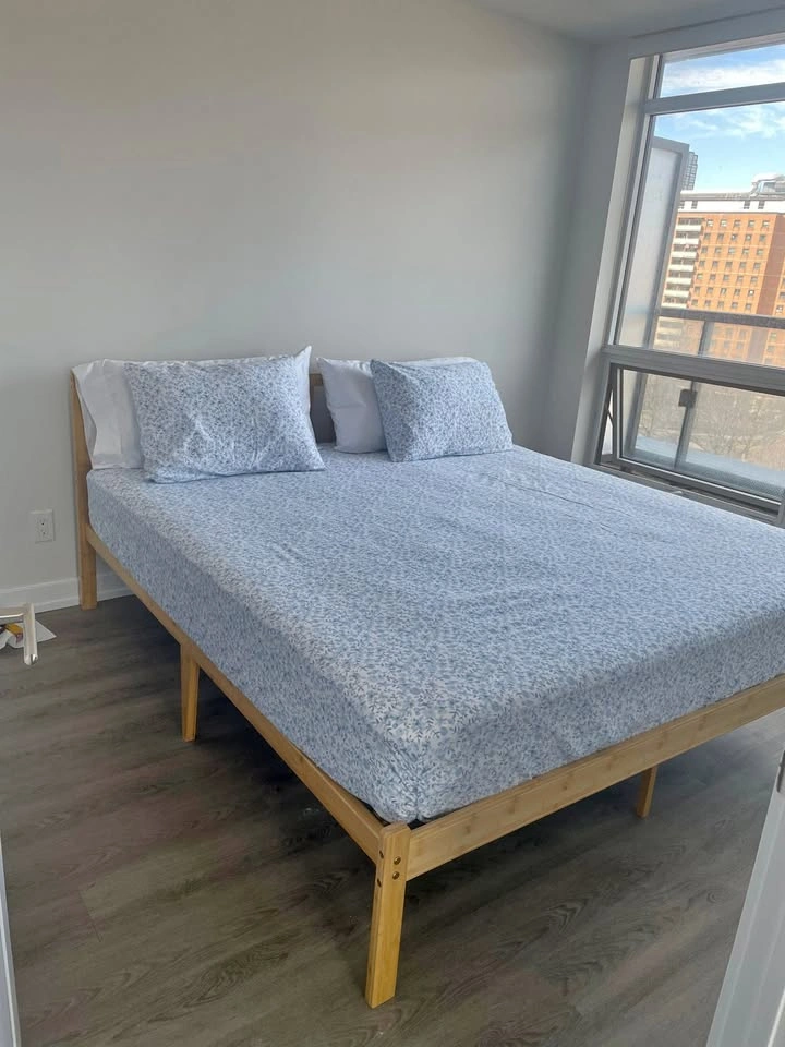 LIKE NEW Bamboo Wood King Bed Frame