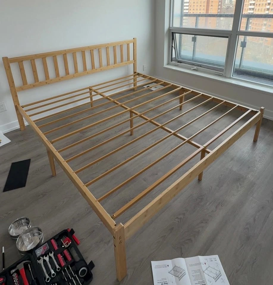 LIKE NEW Bamboo Wood King Bed Frame - photo 2