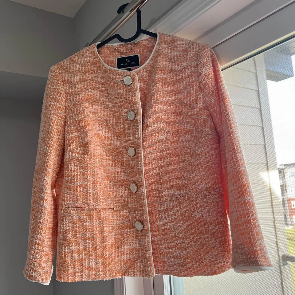 Melanie Lynn Button Front Boucle Jacket - Small