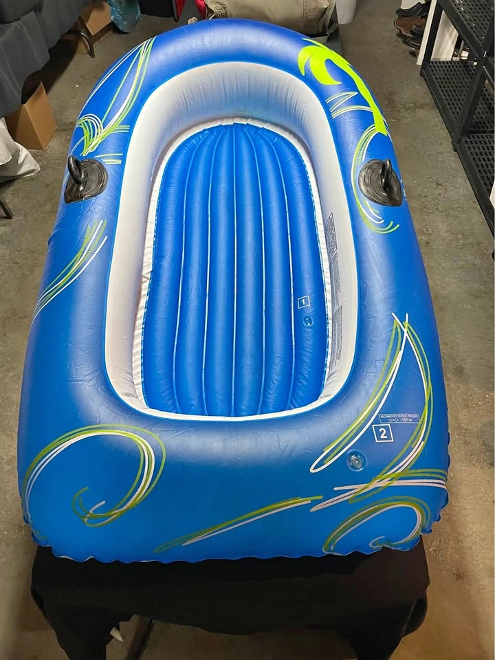 Blue Inflatable 2 Person Raft with Electric Pump