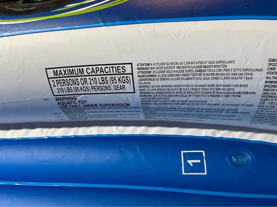 Blue Inflatable 2 Person Raft with Electric Pump - photo 2