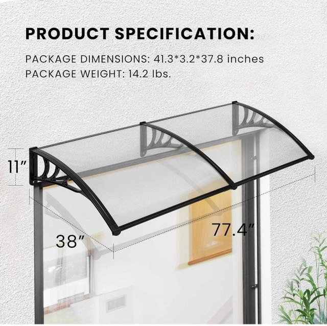 Polycarbonate Window Door Awning Canopy Transparent - New