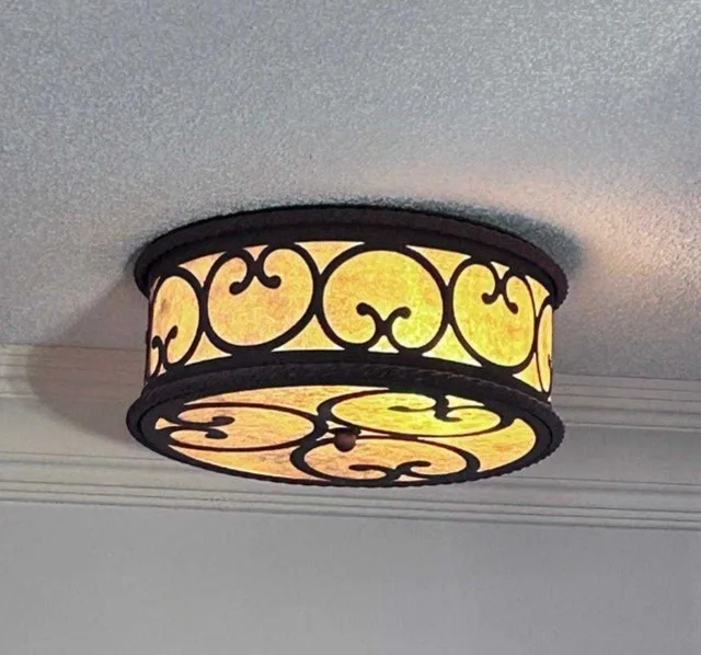 Farmhouse Rustic Flush Mount Ceiling Light Fixture 17"
