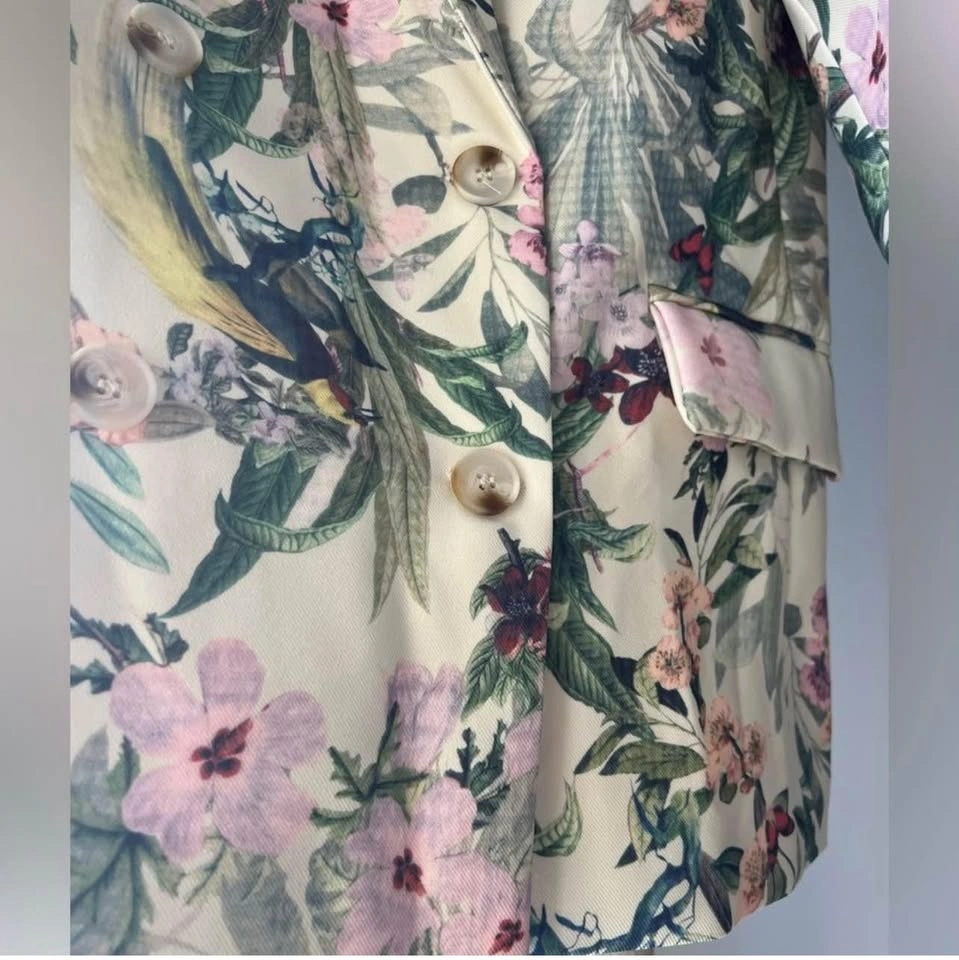 NWT Women Printed Blazer - Small, Floral, Birds - Office Wear - photo 5