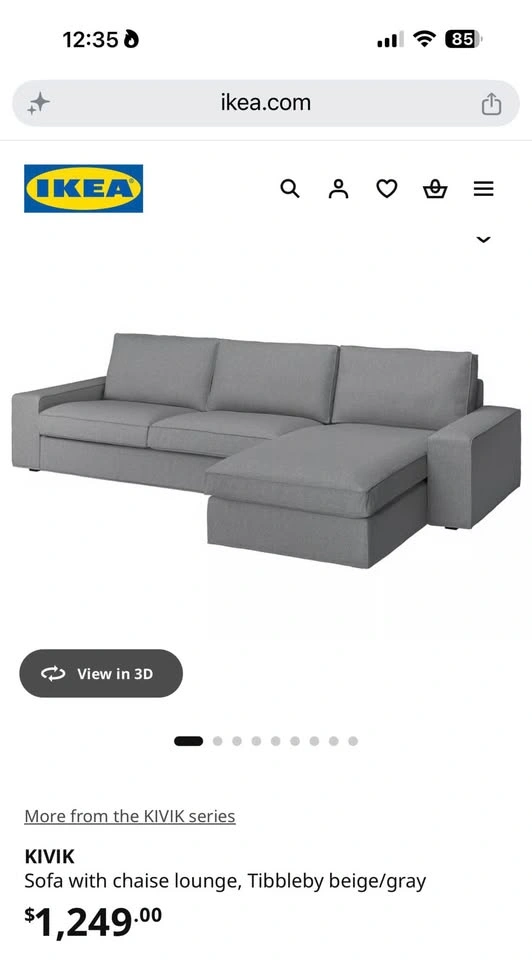 KIVIK Sofa with chaise lounge and ottoman - photo 2