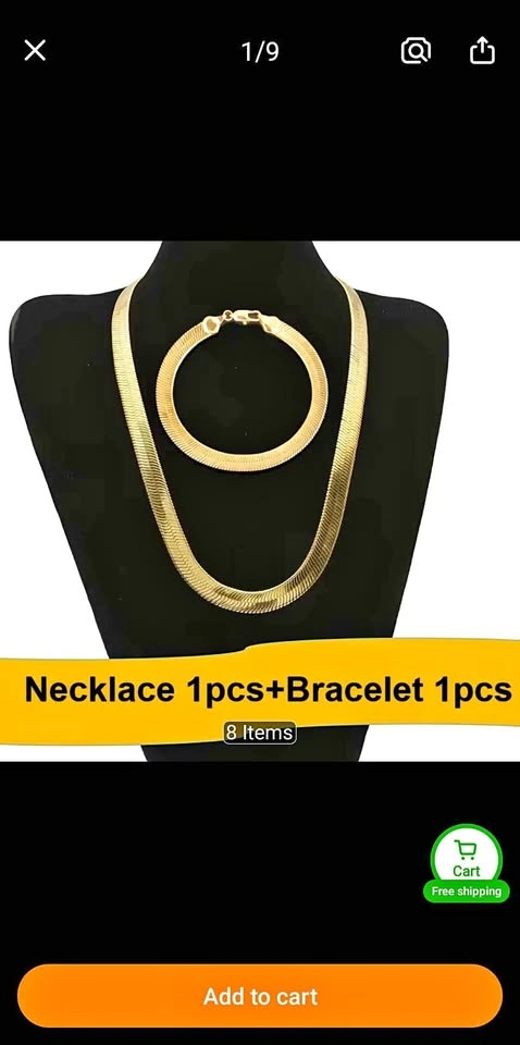Metal Chain Bracelet & Necklace Set