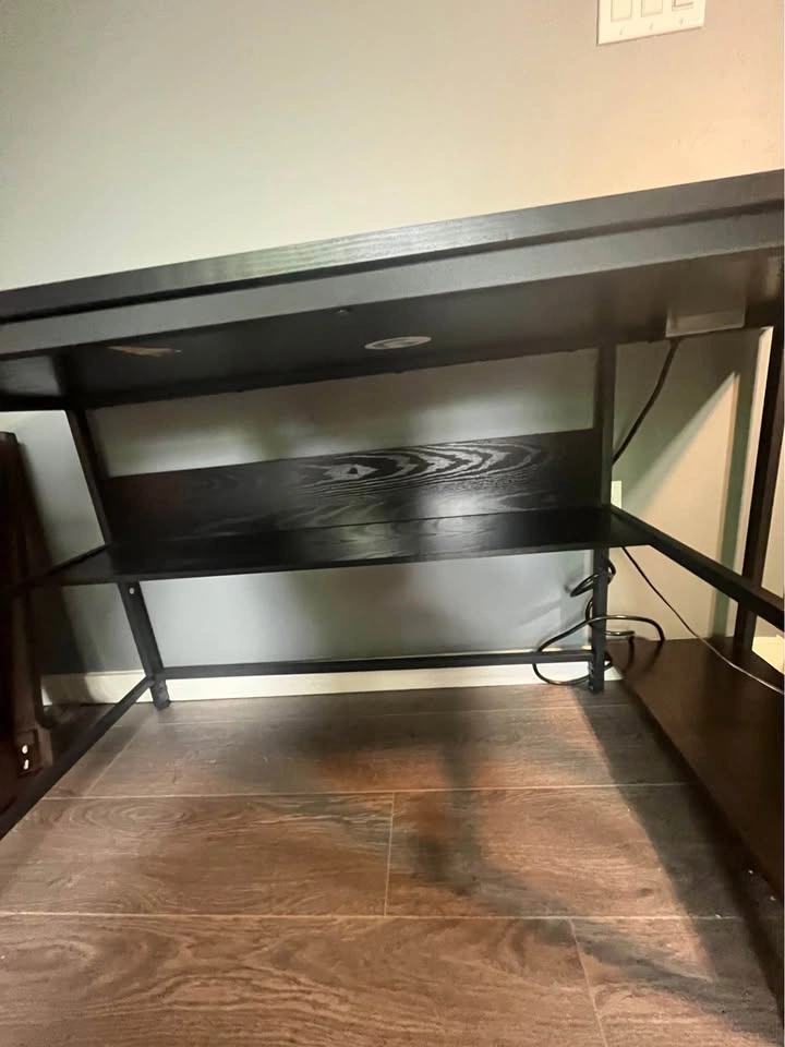 Black Large Computer Desk with Power Outlet - photo 3