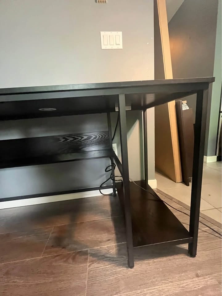 Black Large Computer Desk with Power Outlet - photo 4
