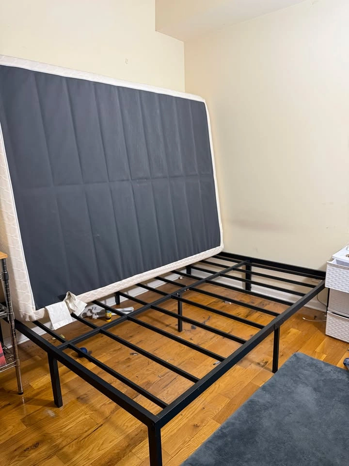 Queen Mattress with Metal Bed Frame (Clean, Used Like New) - photo 3