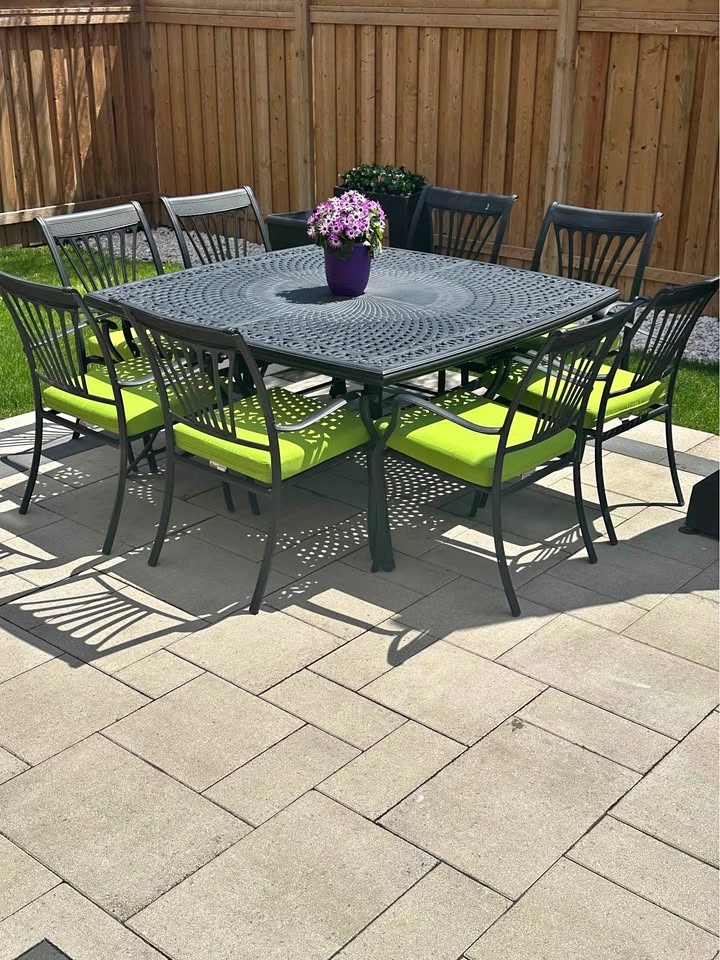 Premium Cast Aluminum Patio Dining Set - 8 Chairs